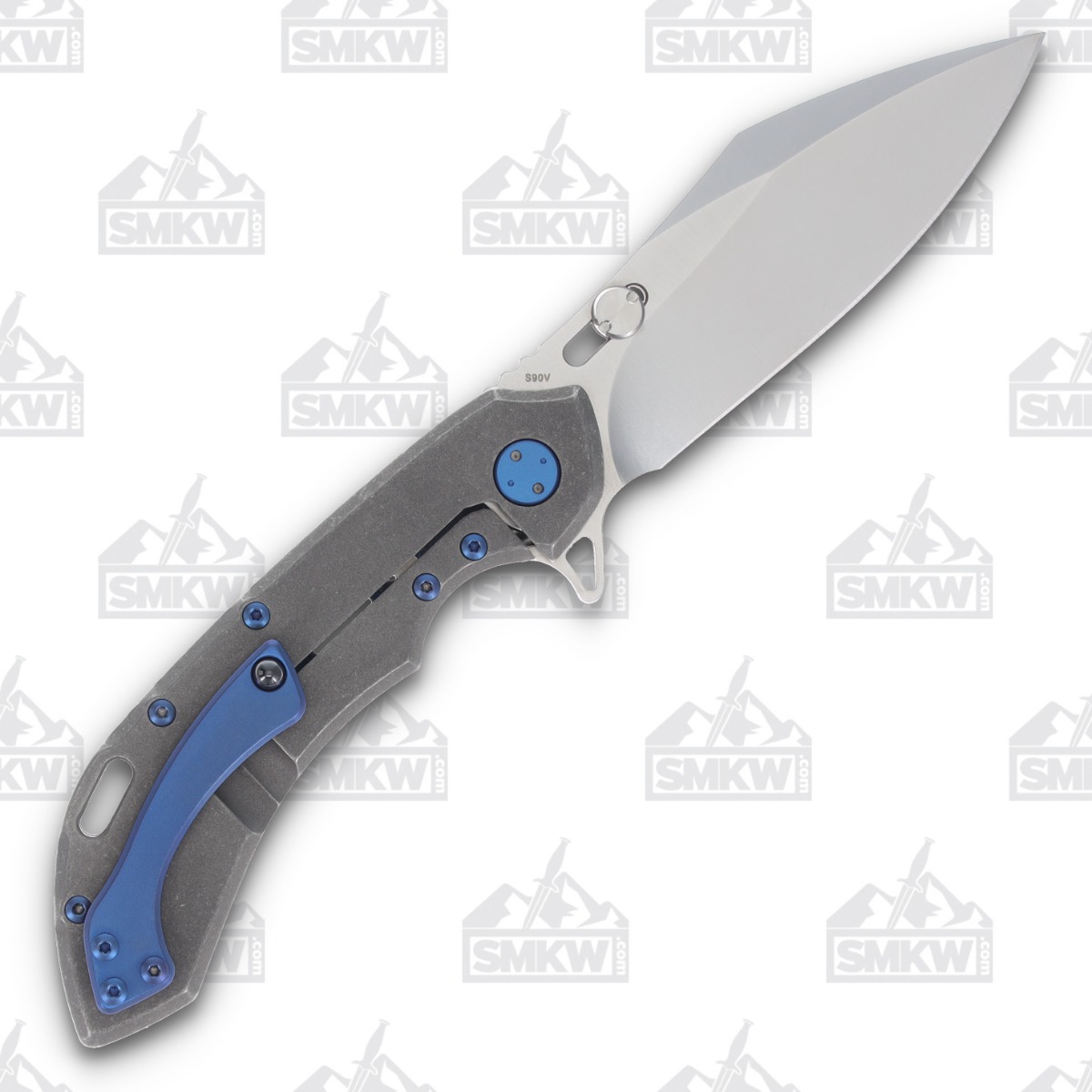 Olamic Wayfarer 247 Folding Knife T-071C Blue DarkMatter FatCarbon/Matte Blue with Acid Rain Cutouts T071C View 2