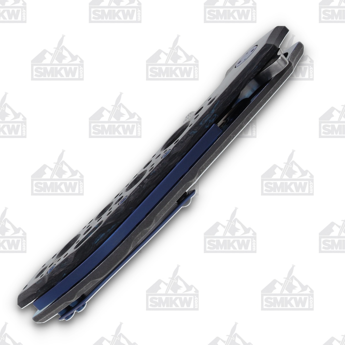 Olamic Wayfarer 247 Folding Knife T-071C Blue DarkMatter FatCarbon/Matte Blue with Acid Rain Cutouts T071C View 7