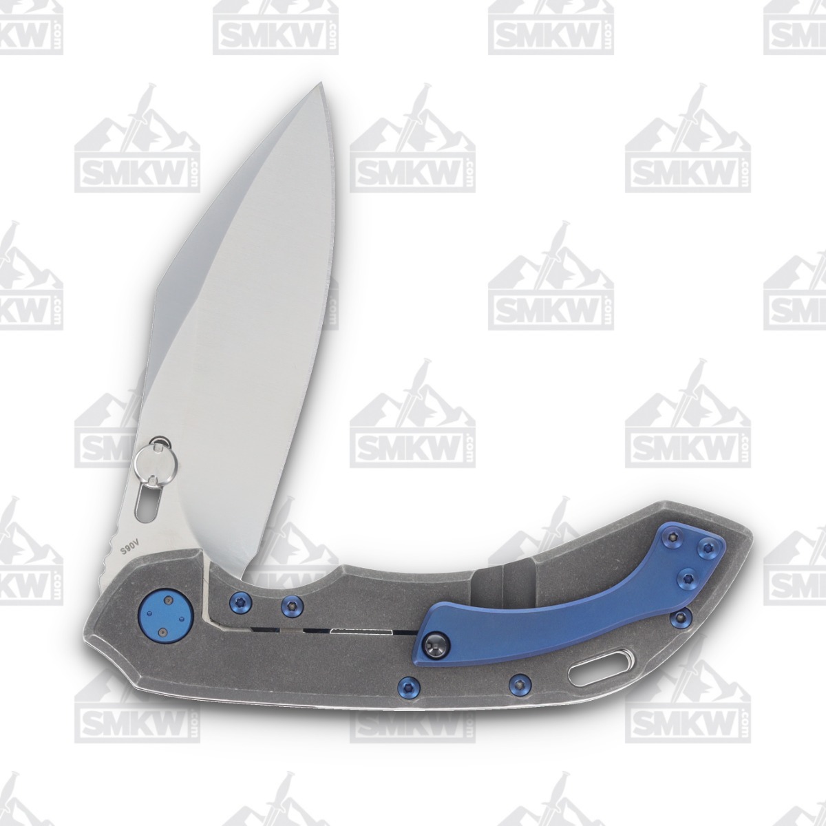 Olamic Wayfarer 247 Folding Knife T-071C Blue DarkMatter FatCarbon/Matte Blue with Acid Rain Cutouts T071C View 4