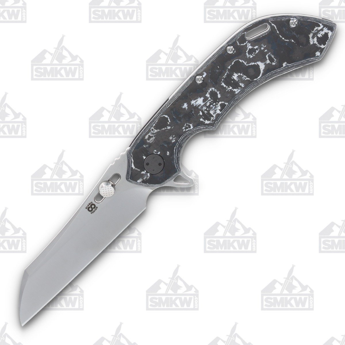 Olamic Wayfarer 247 Folding Knife T-056W White Storm FatCarbon/Dark Blast Titanium T056W View 1