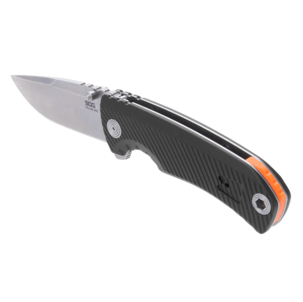 SOG Tellus ATK Blaze Orange – Black 4.8in Plain Stonewash Clip Point SOG-11-06-02-43 View 1