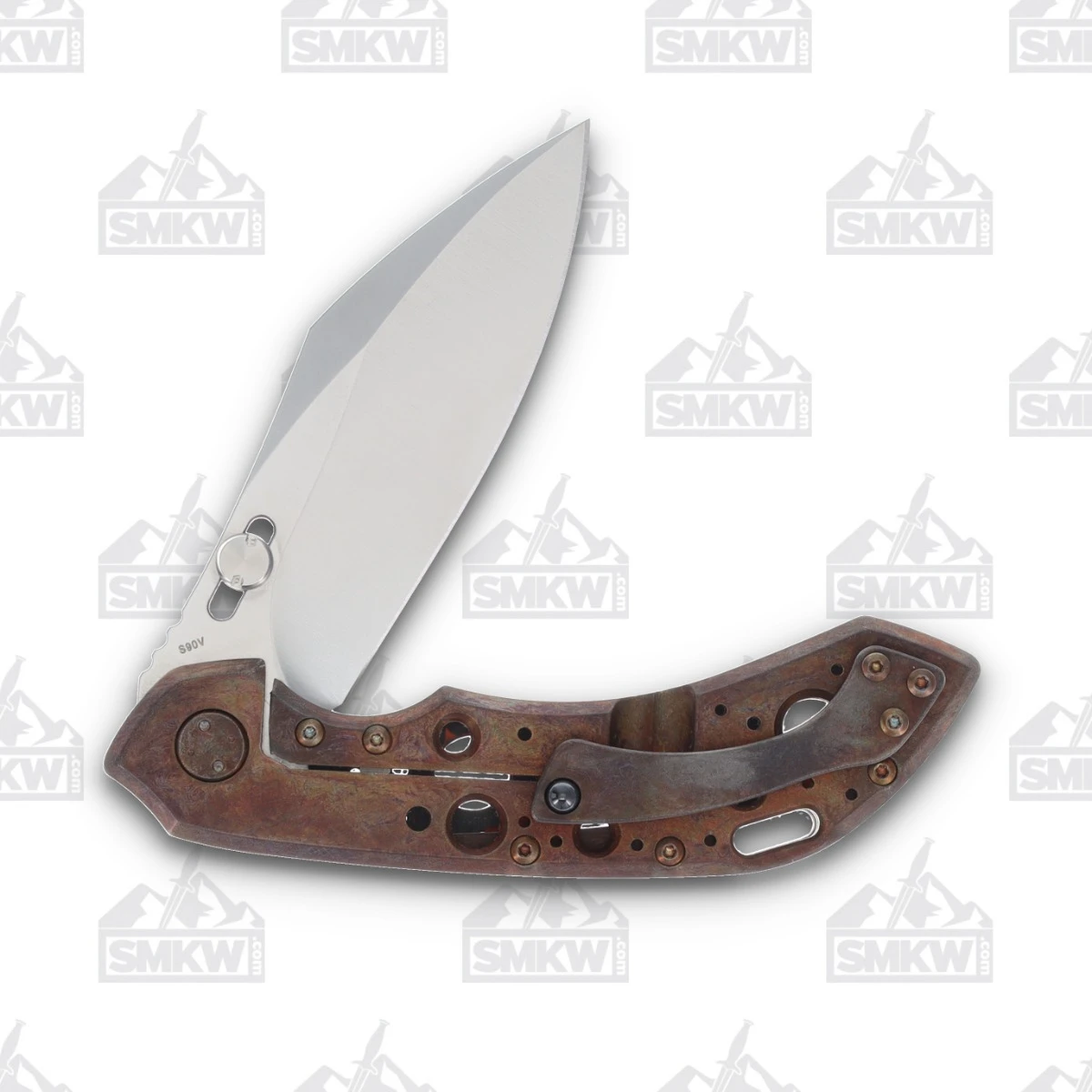 Olamic Wayfarer 247 Folding Knife T-077C Lava Flow FatCarbon/Antique Entropic with Acid Rain Cutouts T077C View 5