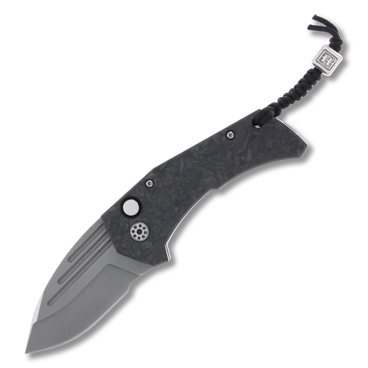 Mikkel Willumsen SMKW Exclusive Custom Automatic Knife Carbon Fiber/Flamed Titanium Stonewash AUMKWCFC View 1