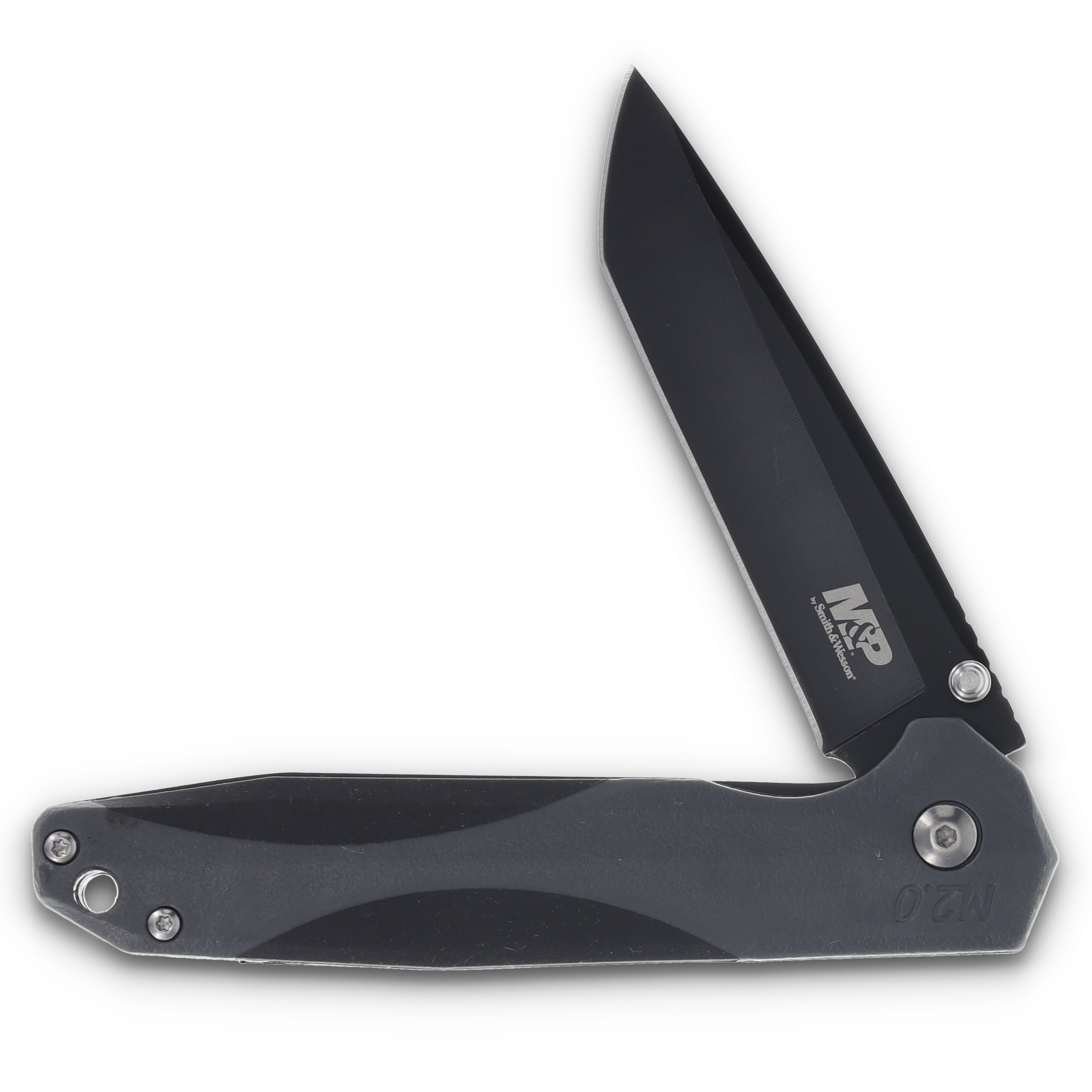 Smith & Wesson M&P Folding Knife Gray and Black 3.43in Tanto Black Drop Point 1100080 View 3