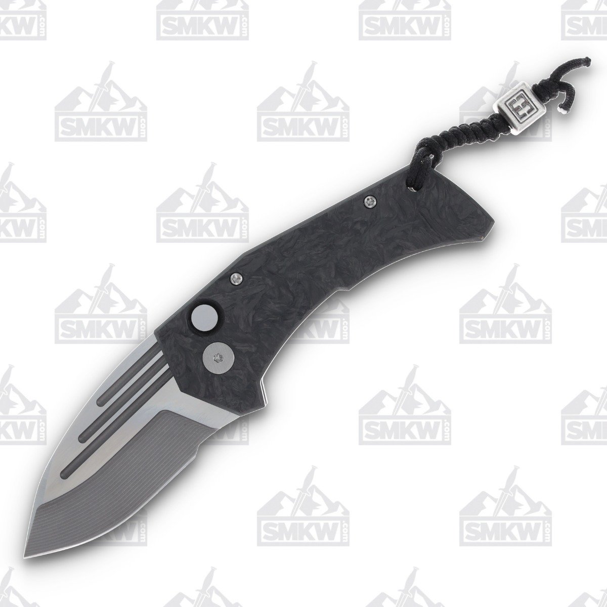 Mikkel Willumsen Custom Automatic Knife Carbon Fiber Gray Titanium SMKW Exclusive AUMKWCFNB View 1