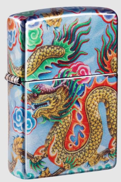 Zippo Lighter Dragon Tumbled Chrome ZP48575 View 1