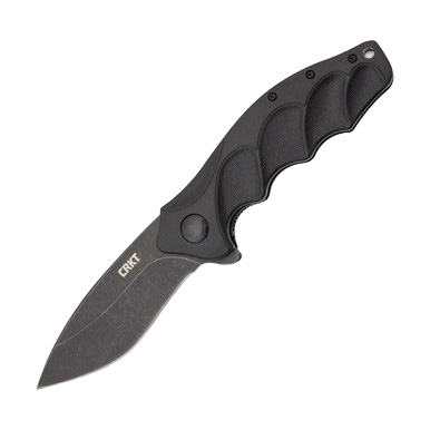 CRKT Foresight Folding Knife 3.53 Inch Plain Black Stonewash Drop Point View 2