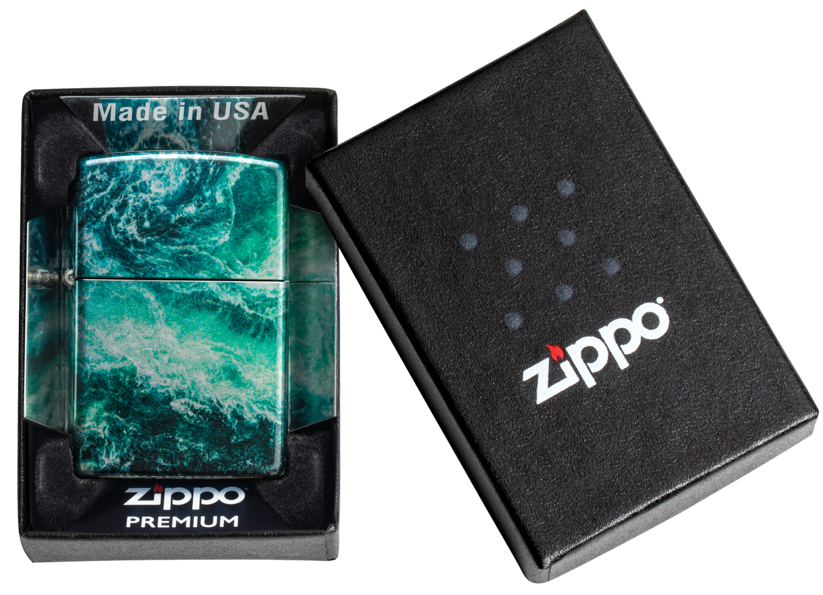 Zippo Lighter 540 Color Rogue Wave Design Tumbled Chrome Finish ZP48621 View 1