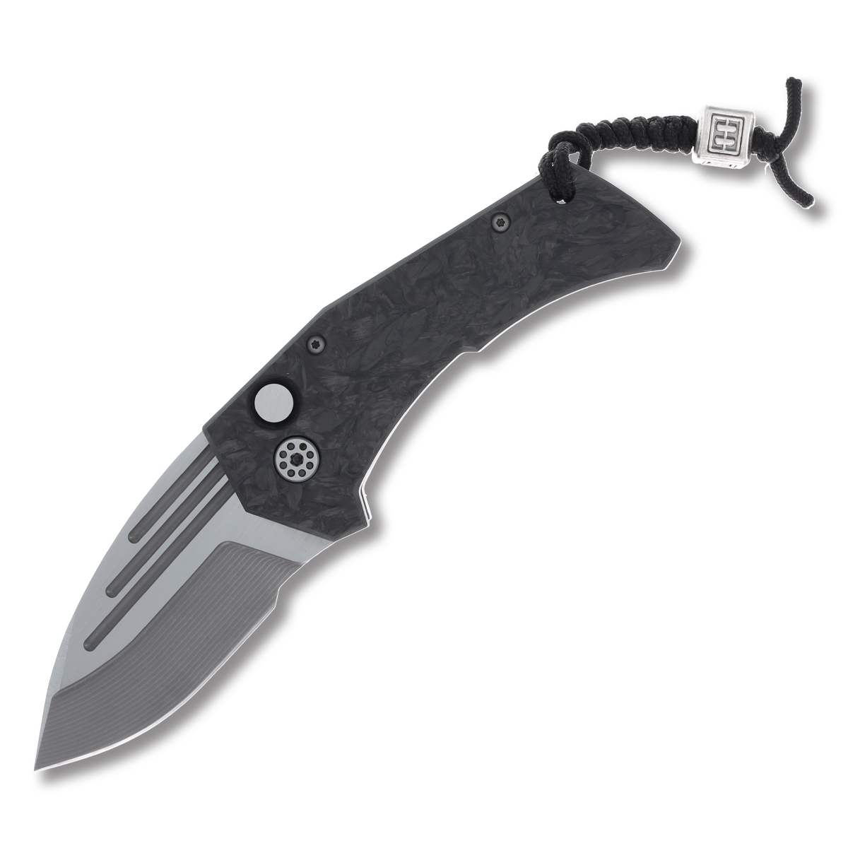 Mikkel Willumsen SMKW Exclusive Custom Automatic Knife Shredded Carbon Fiber/Bronze AUMKWCFNBZ View 1