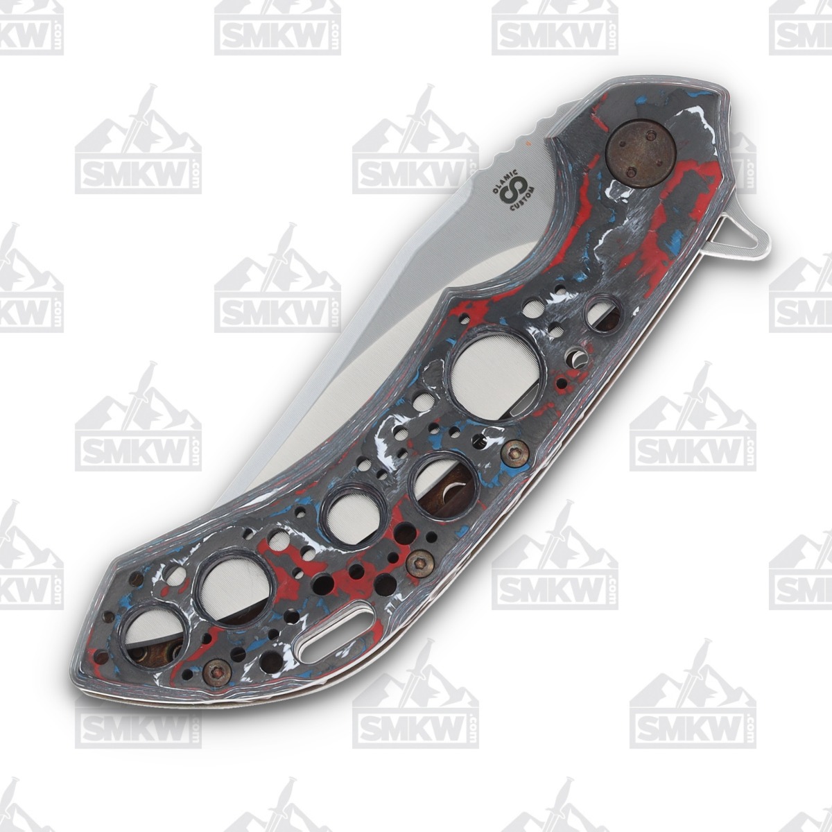 Olamic Wayfarer 247 Folding Knife T-065B Nebula FatCarbon/Antique Entropic with Acid Rain Cutouts T065B View 5