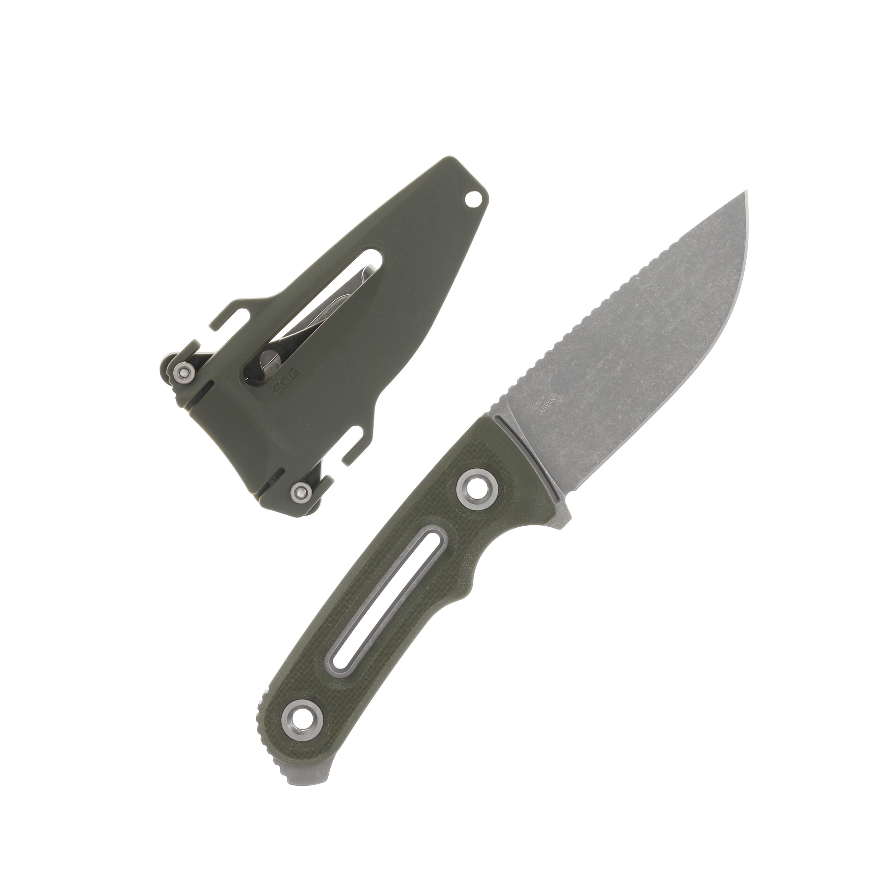 SOG Provider FX Fixed Blade OD Green 3.75in Stonewash Drop Point
