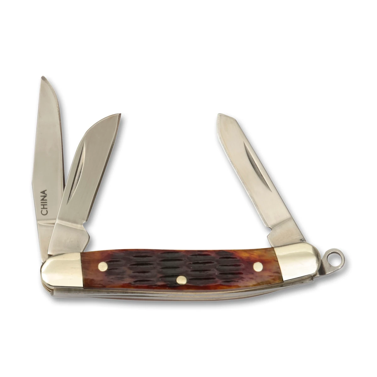 Rough Ryder Amber Jigged Bone Miniature Stockman Folding Knife RR814 View 2
