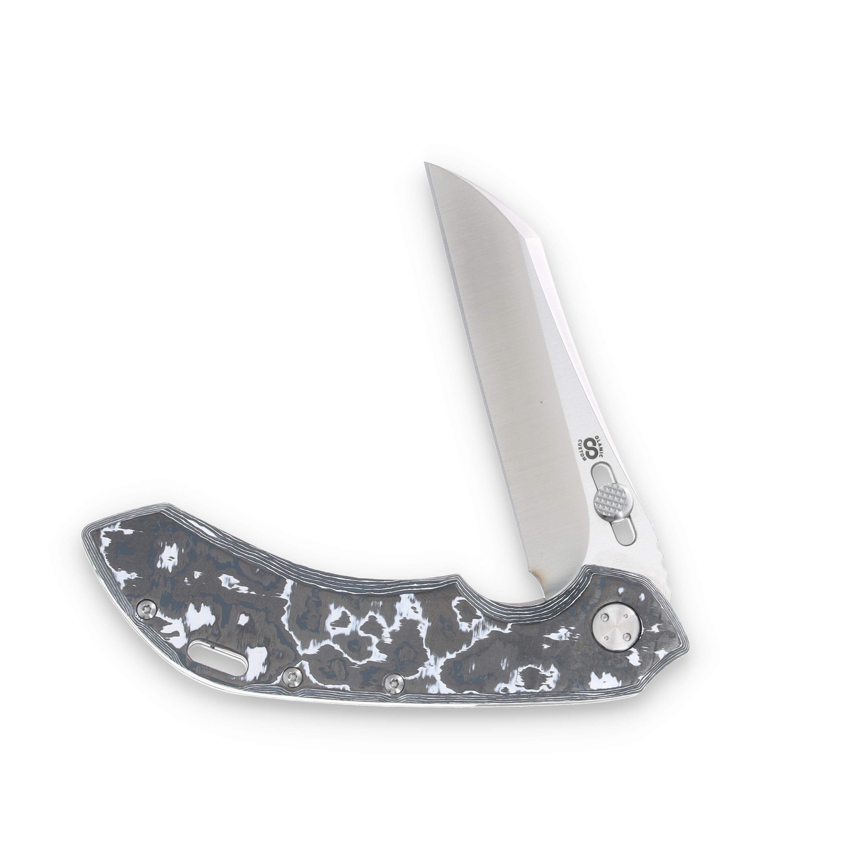 Olamic Wayfarer 247 Folding Knife T-062W White Storm FatCarbon/Frosty Titanium T062W View 3