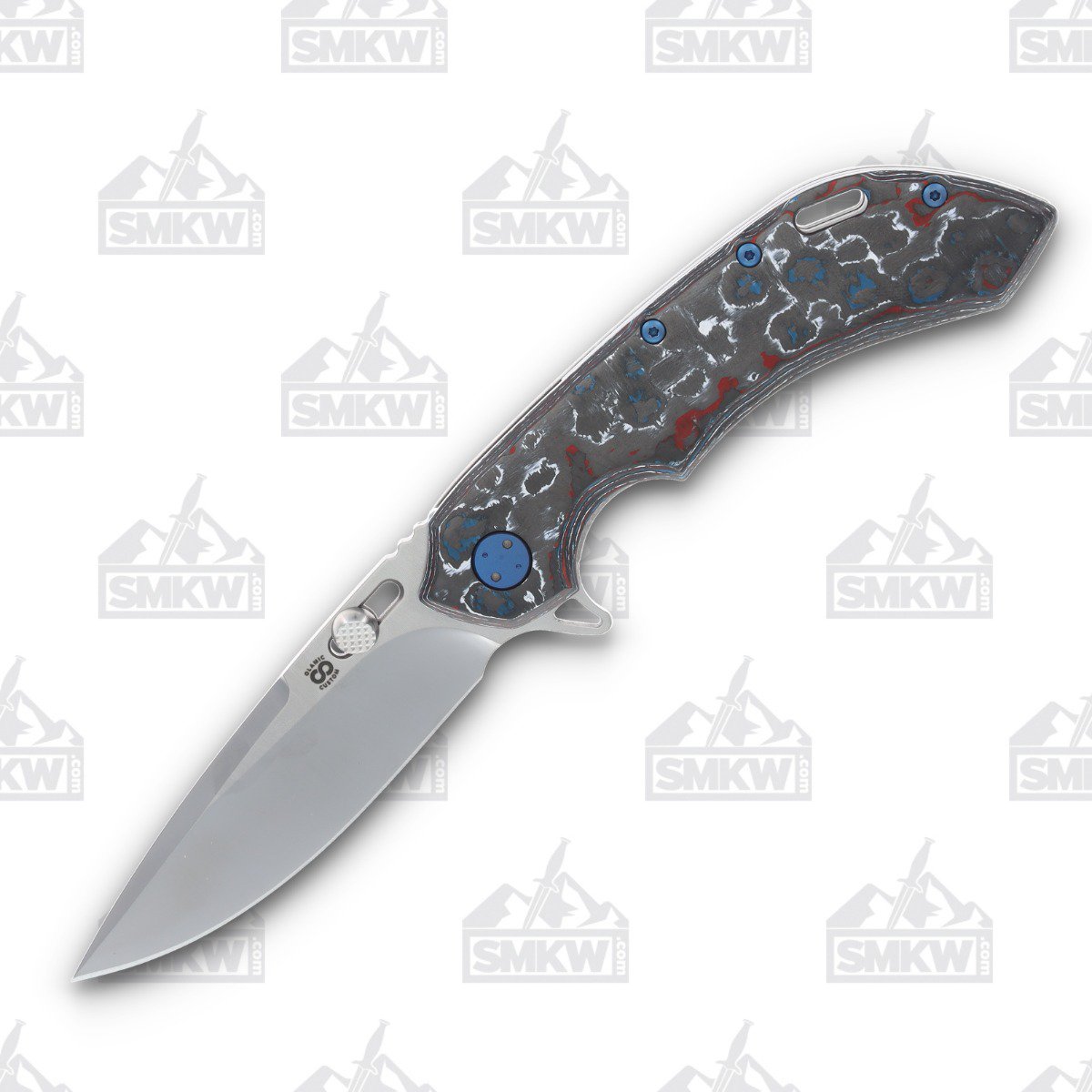 Olamic Wayfarer 247 Folding Knife T-076P Nebula FatCarbon/Washed with Matte Blue T076P View 1