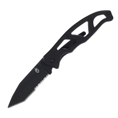 Gerber Paraframe I Folding Knife 3in Black Part Serrated Tanto Blade G1731 View 1