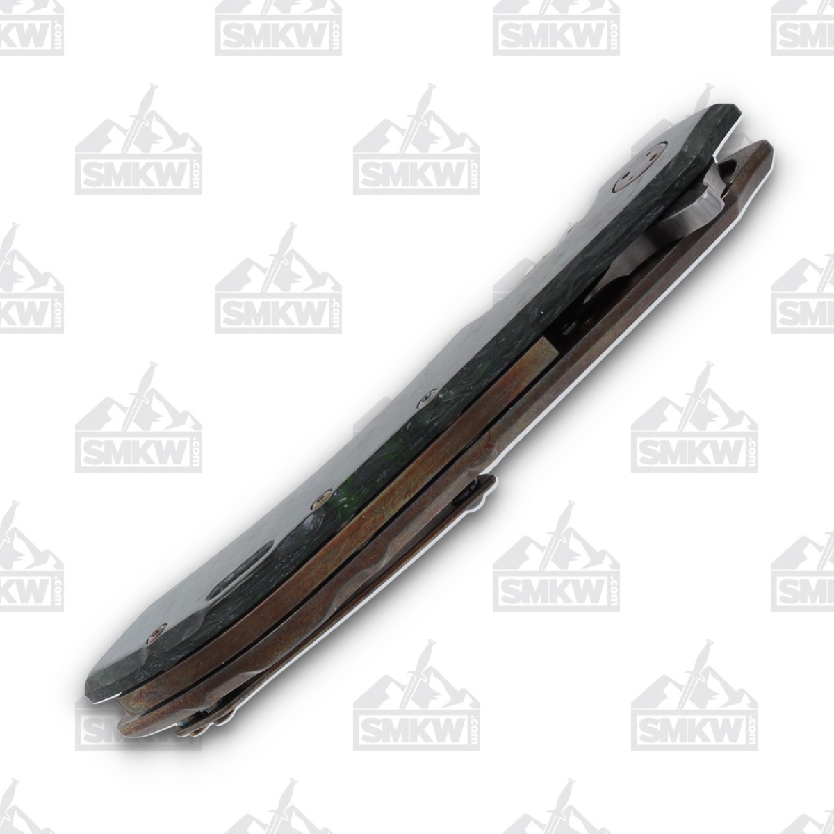 Olamic Wayfarer 247 Folding Knife T-066M Green Dark Matter FatCarbon/Neontropic with Hole Cutouts T066M View 8
