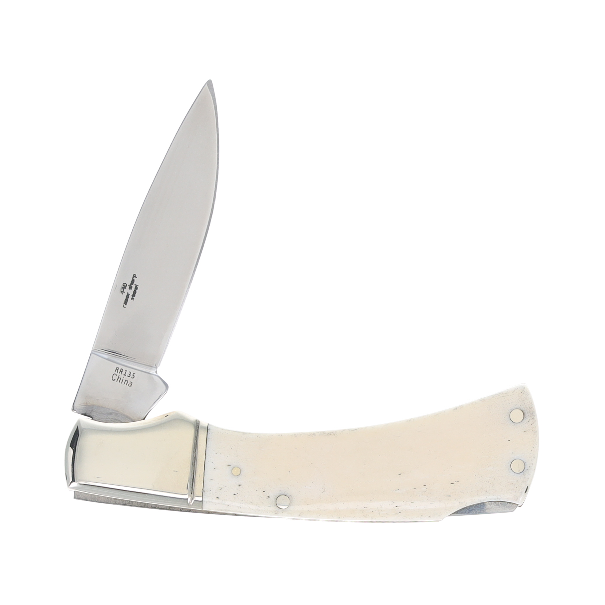 Rough Ryder White Smooth Bone Small Lockback Folding Knife RR135 View 2