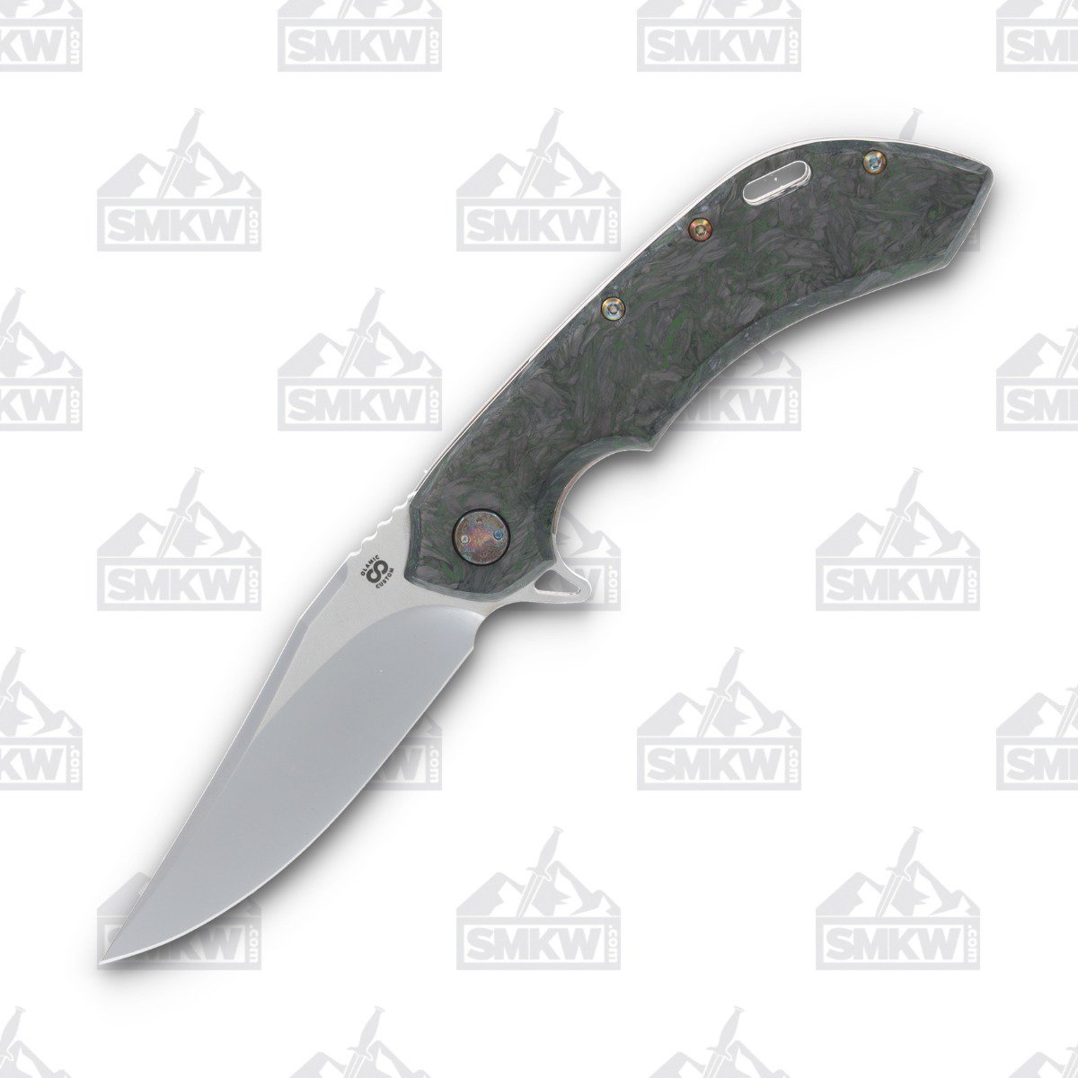 Olamic Wayfarer 247 Folding Knife T-071B Green BlackMatter FatCarbon/Neontropic T071B View 1