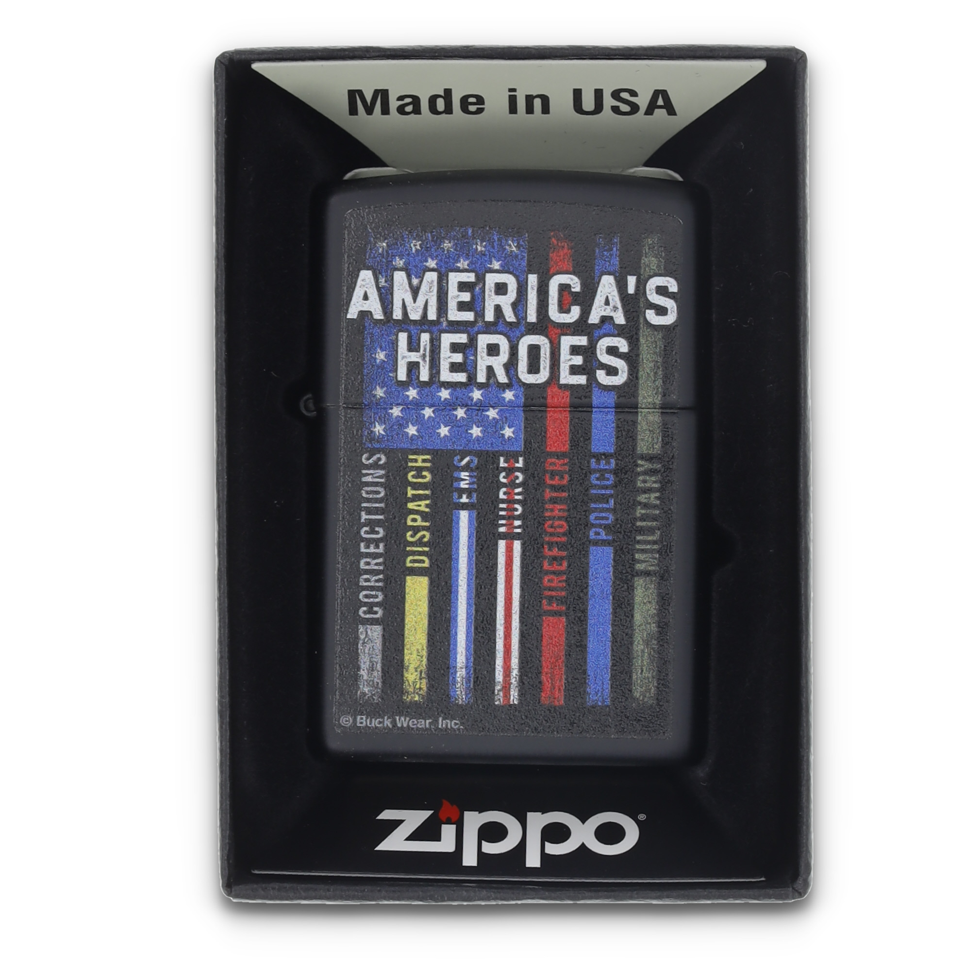 Zippo Buck Wear American Heroes Black Matte Lighter ZP48634 View 15