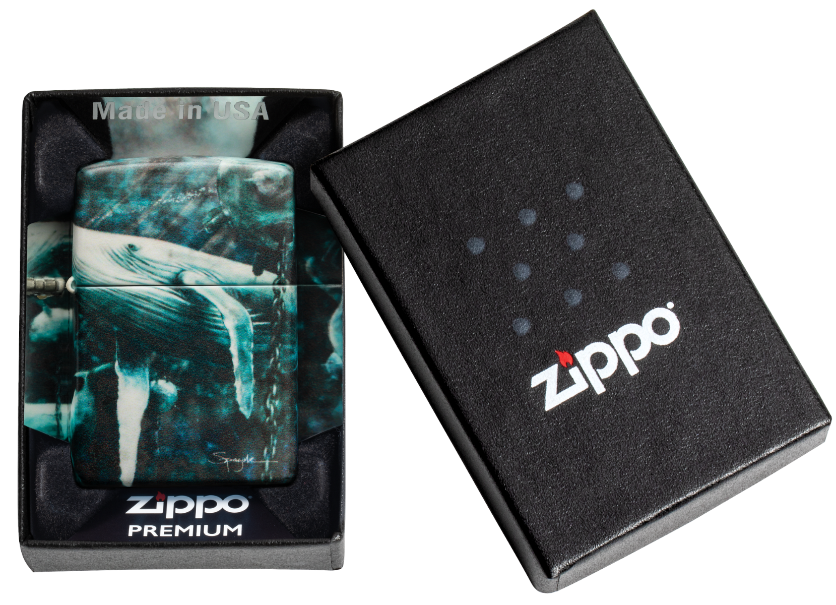 Zippo Lighter Whale Scene Spazuk Matte ZP48627 View 8