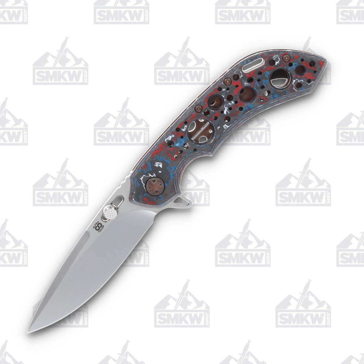 Olamic Wayfarer 247 Folding Knife T-081P Nebula FatCarbon/Neontropic with Acid Rain Cutouts T081P View 1