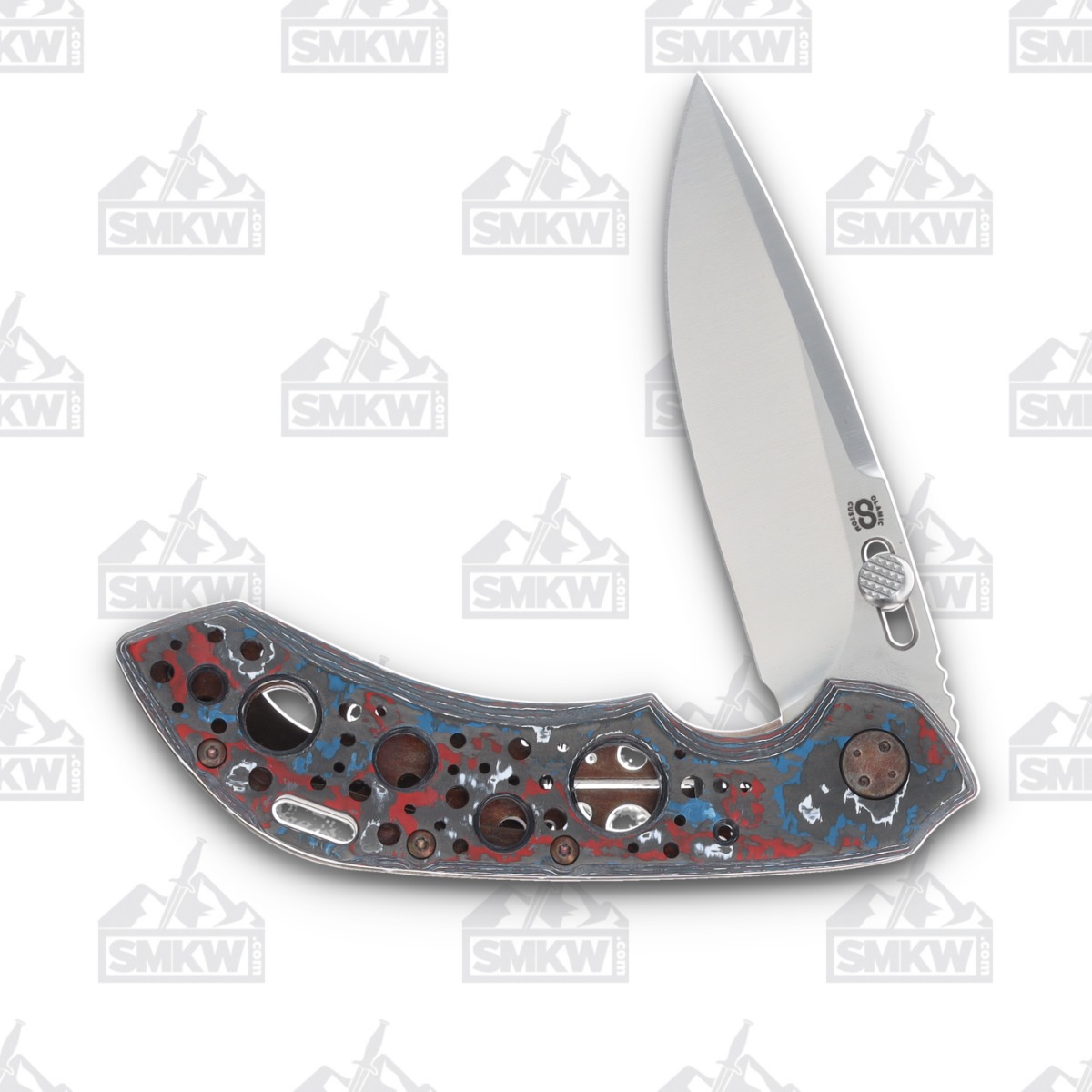 Olamic Wayfarer 247 Folding Knife T-081P Nebula FatCarbon/Neontropic with Acid Rain Cutouts T081P View 3