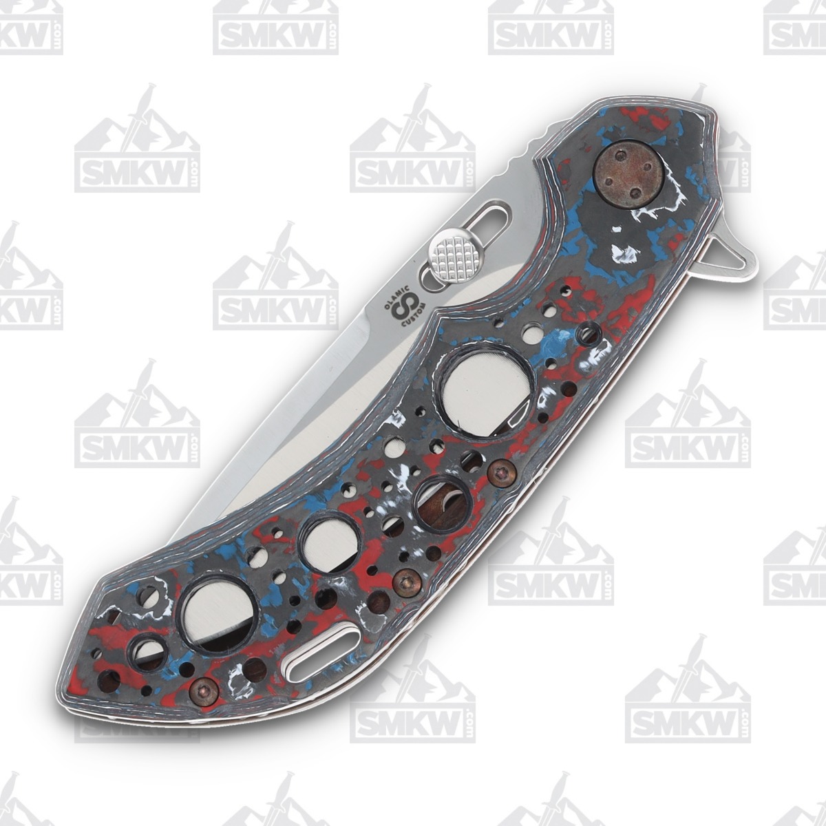 Olamic Wayfarer 247 Folding Knife T-081P Nebula FatCarbon/Neontropic with Acid Rain Cutouts T081P View 5