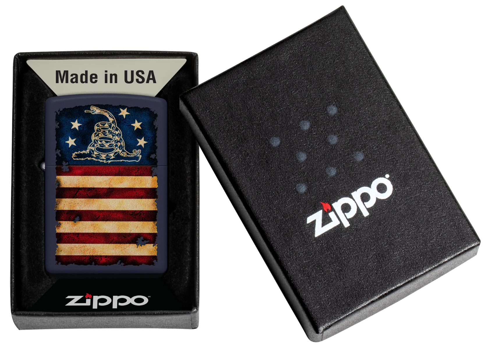 Zippo Don't Tread on Me Flag Navy Matte Lighter ZP48554 View 5