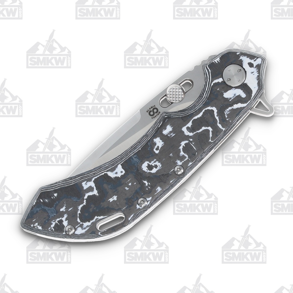 Olamic Wayfarer 247 Folding Knife T-080P Purist White Storm Fat Carbon (Frosty) T080P View 6