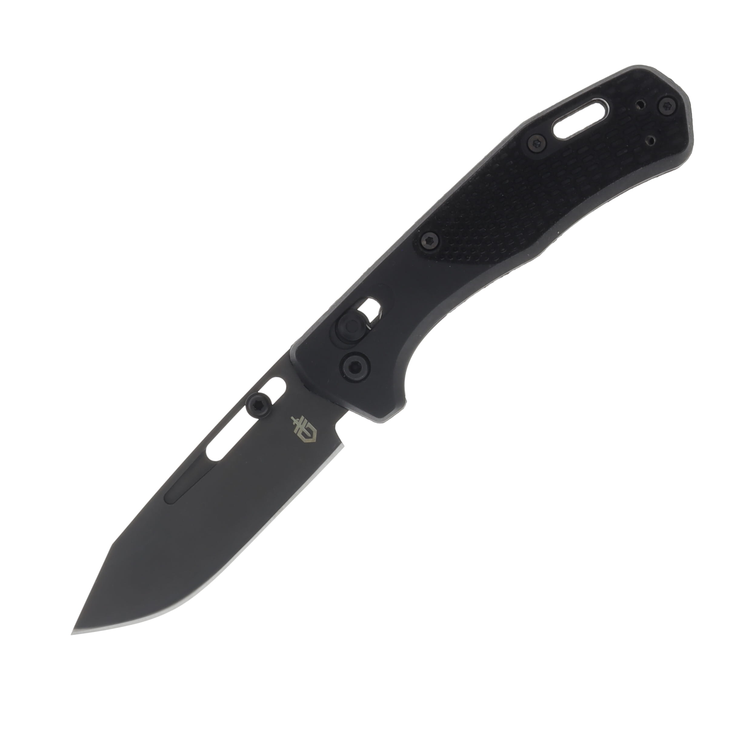 Gerber Assert Folding Knife Black 2.98in Plain Edge Clip Point Blade G1919 View 1