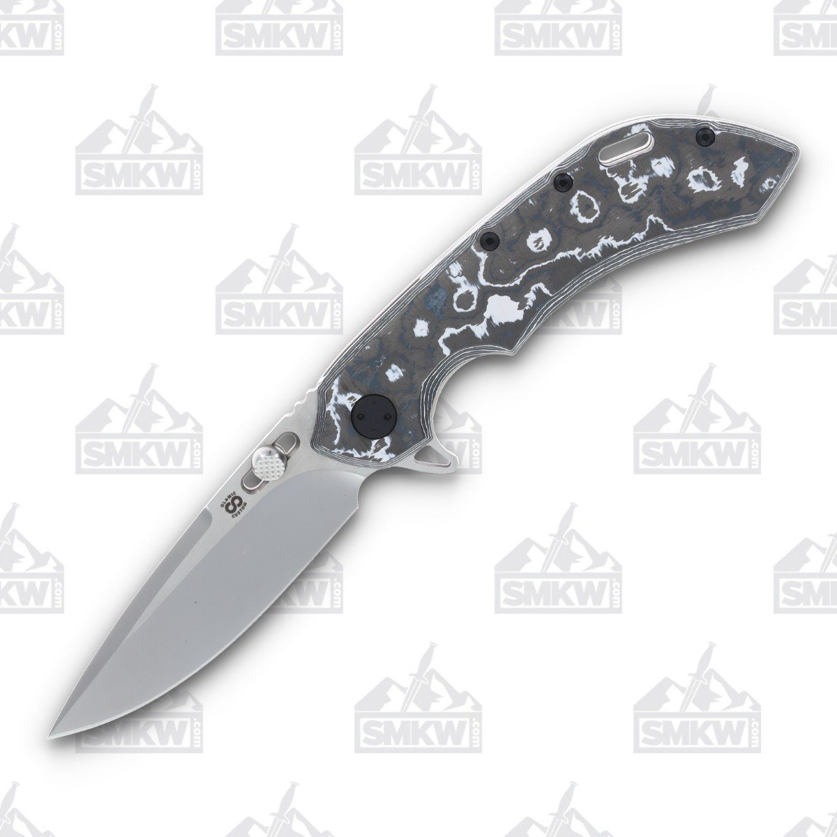 Olamic Wayfarer 247 Folding Knife T-084P Purist White Storm Fat Carbon (Light Blast) T084P View 1