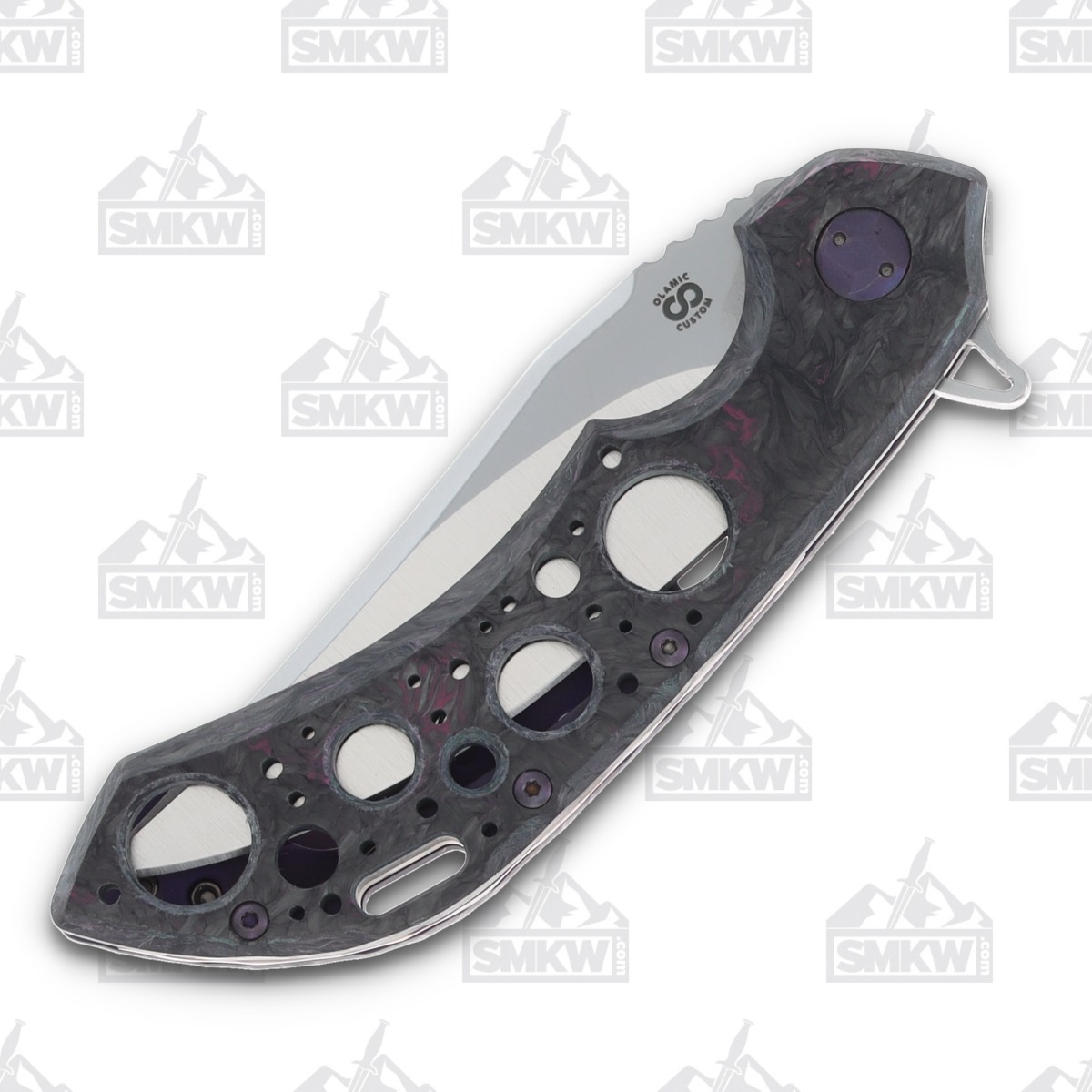 Olamic Wayfarer 247 Folding Knife iSolo Special Edition Bowie Purple Dark Matter Fat Carbon (Acid Rain) T092B View 5