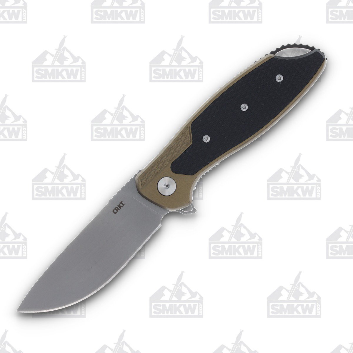 CRKT Jake OD Green and Black 3.32 Inch Plain Bead Blasted Drop Point CRK360GXP View 1
