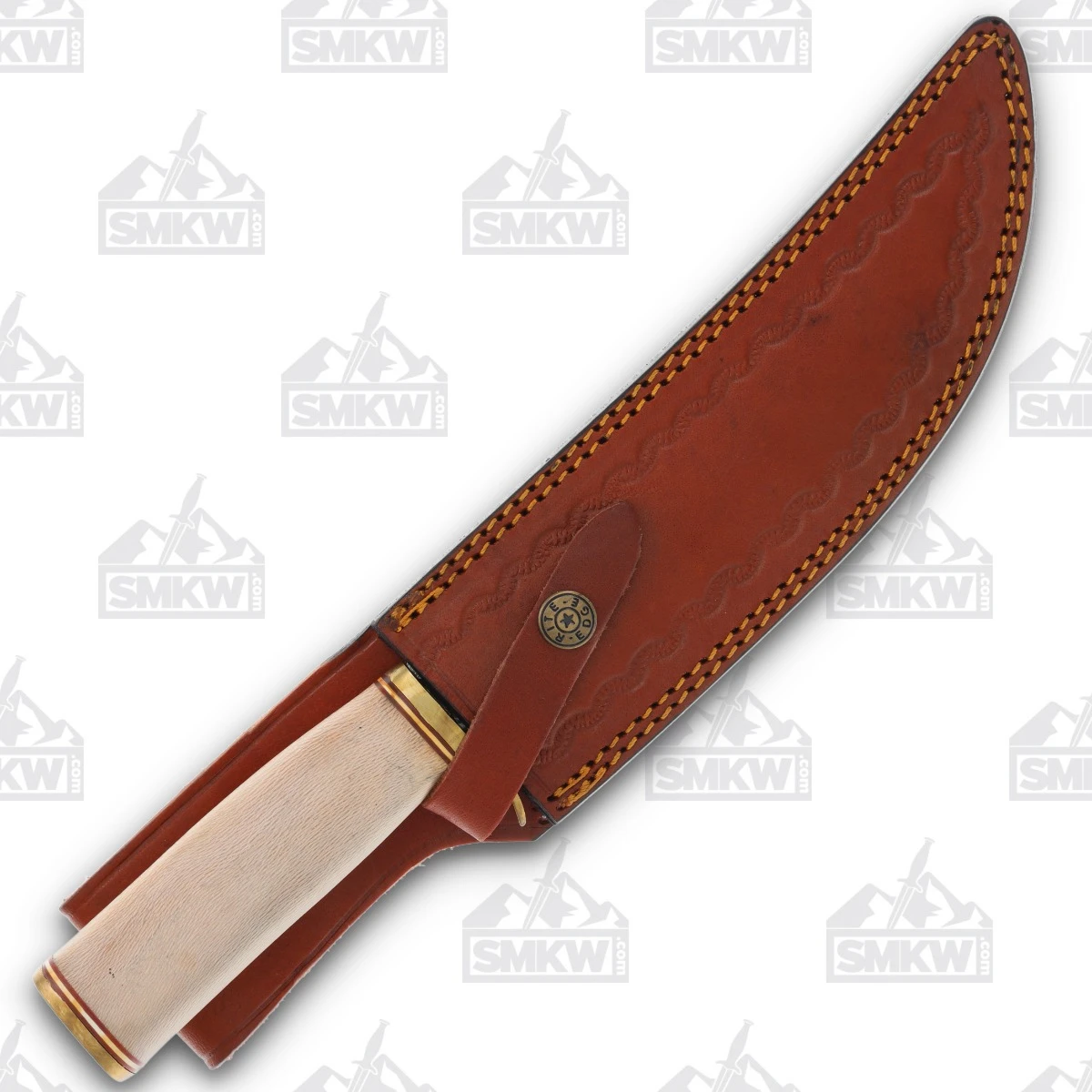 SZCO Supplies Sycamore Hunter Fixed 7.75in Plain Damascus Blade DM1346 View 2