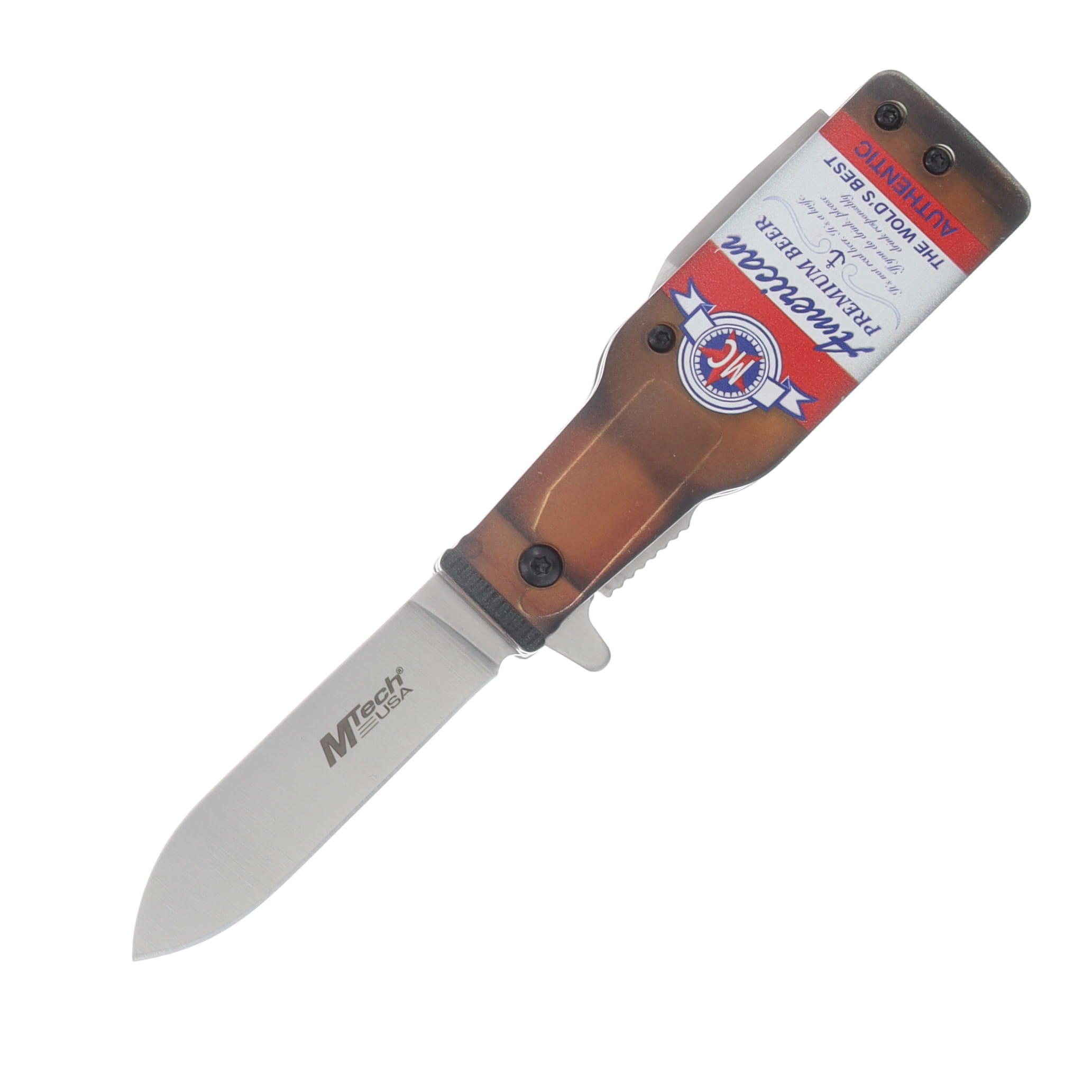 MTech Spring-Assisted Folding Knife American Premium Beer MCMTA1195A View 1