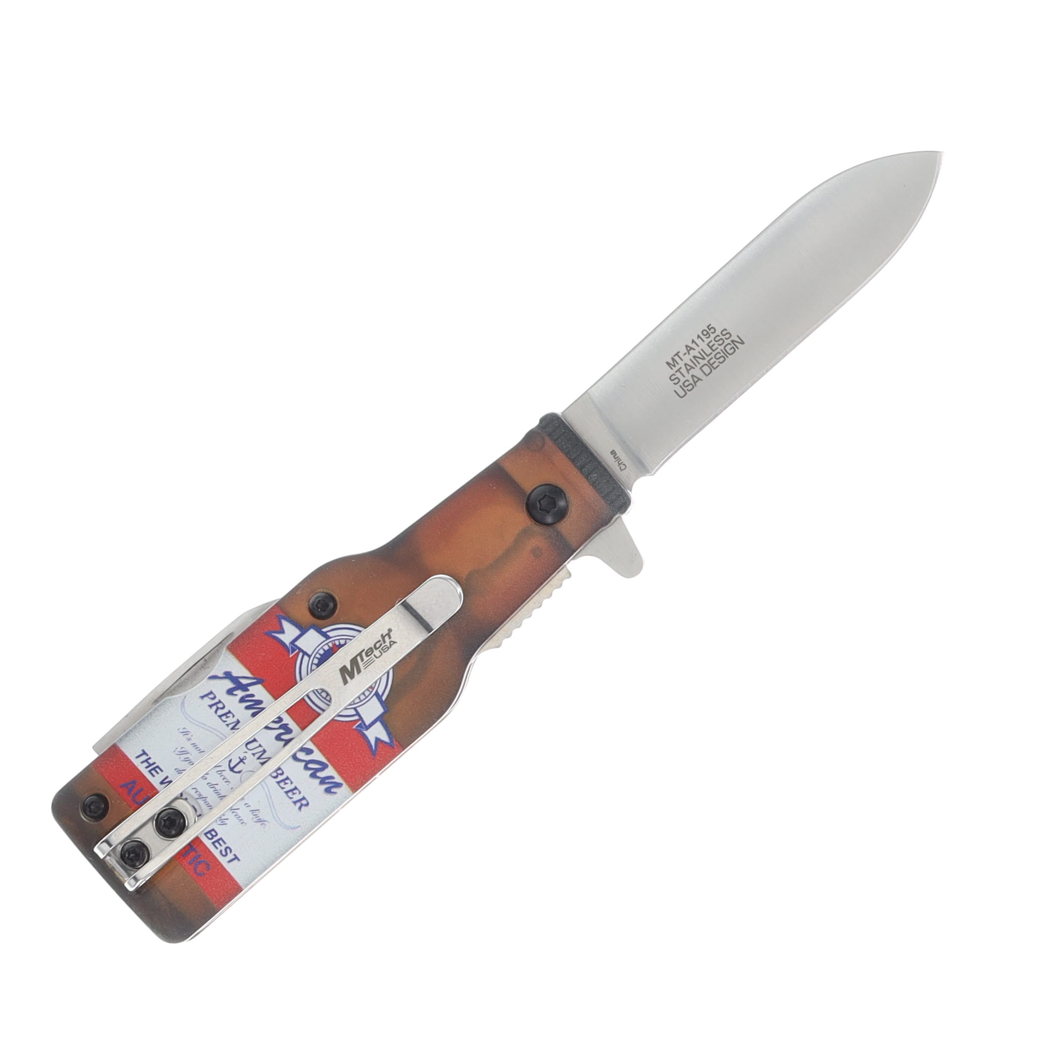 MTech Spring-Assisted Folding Knife American Premium Beer MCMTA1195A View 5