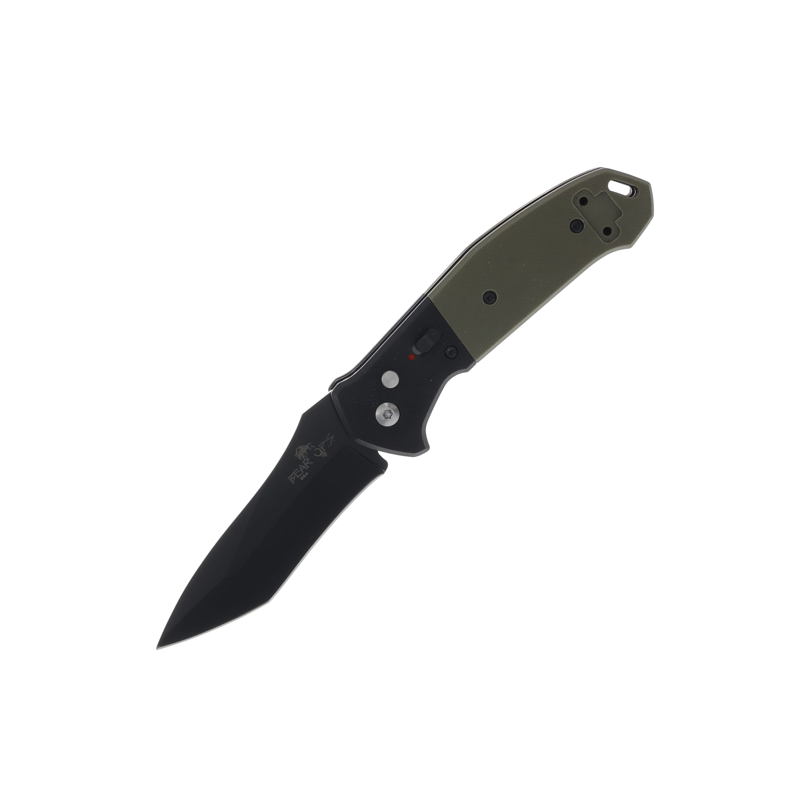Bear & Son Bear OPS Bold Action V Automatic Knife Black Tanto/OD Green AUBR500B4B View 1