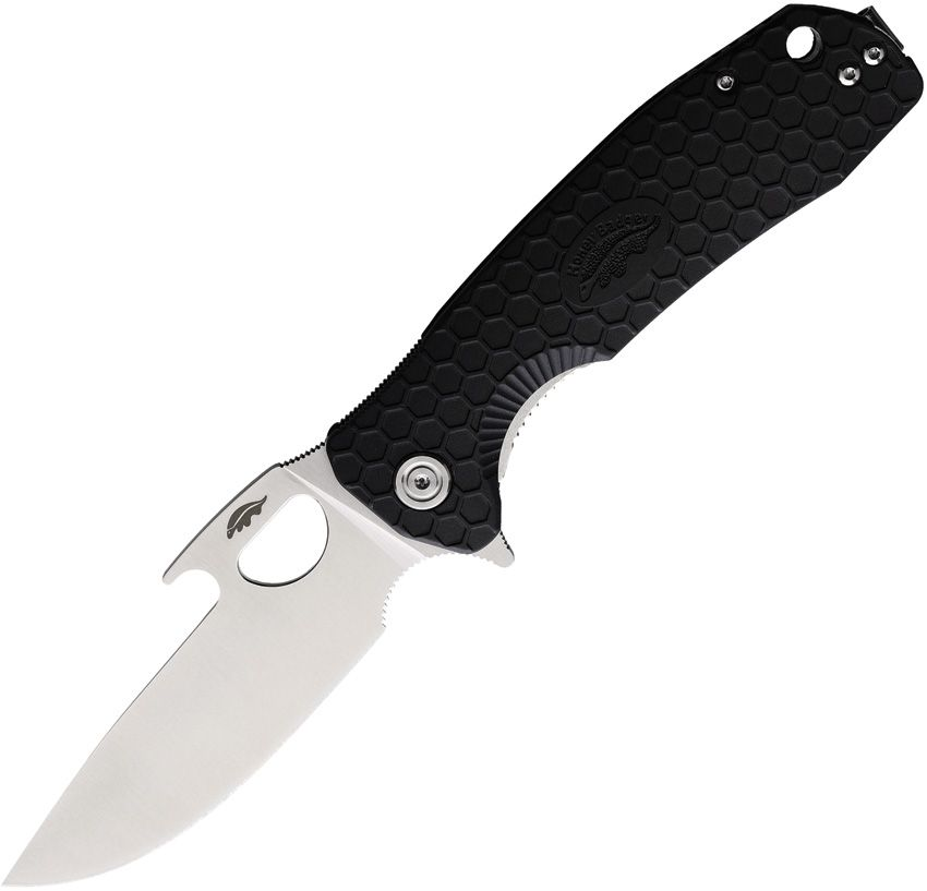 Honey Badger Knives Large Opener Folding Knife Black 3.63in Drop Point Blade HB1051 View 1