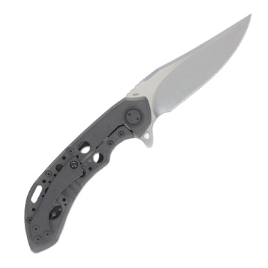 Olamic Wayfarer 247 T093-B Folding Knife White Storm FatCarbon/Dark Blast with Acid Rain Cutouts View 2