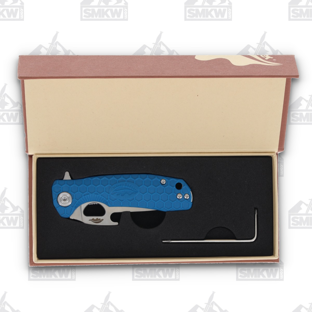 Honey Badger Knives Small Opener Folding Knife Blue 2.8in Drop Point Blade HB1074 View 11
