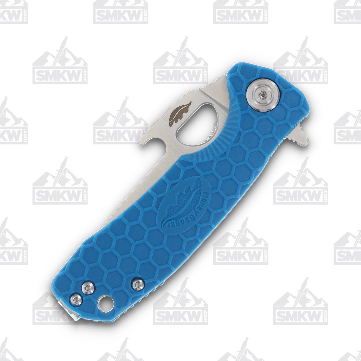 Honey Badger Knives Small Opener Folding Knife Blue 2.8in Drop Point Blade HB1074 View 5