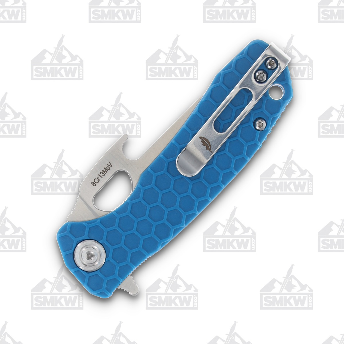 Honey Badger Knives Small Opener Folding Knife Blue 2.8in Drop Point Blade HB1074 View 6