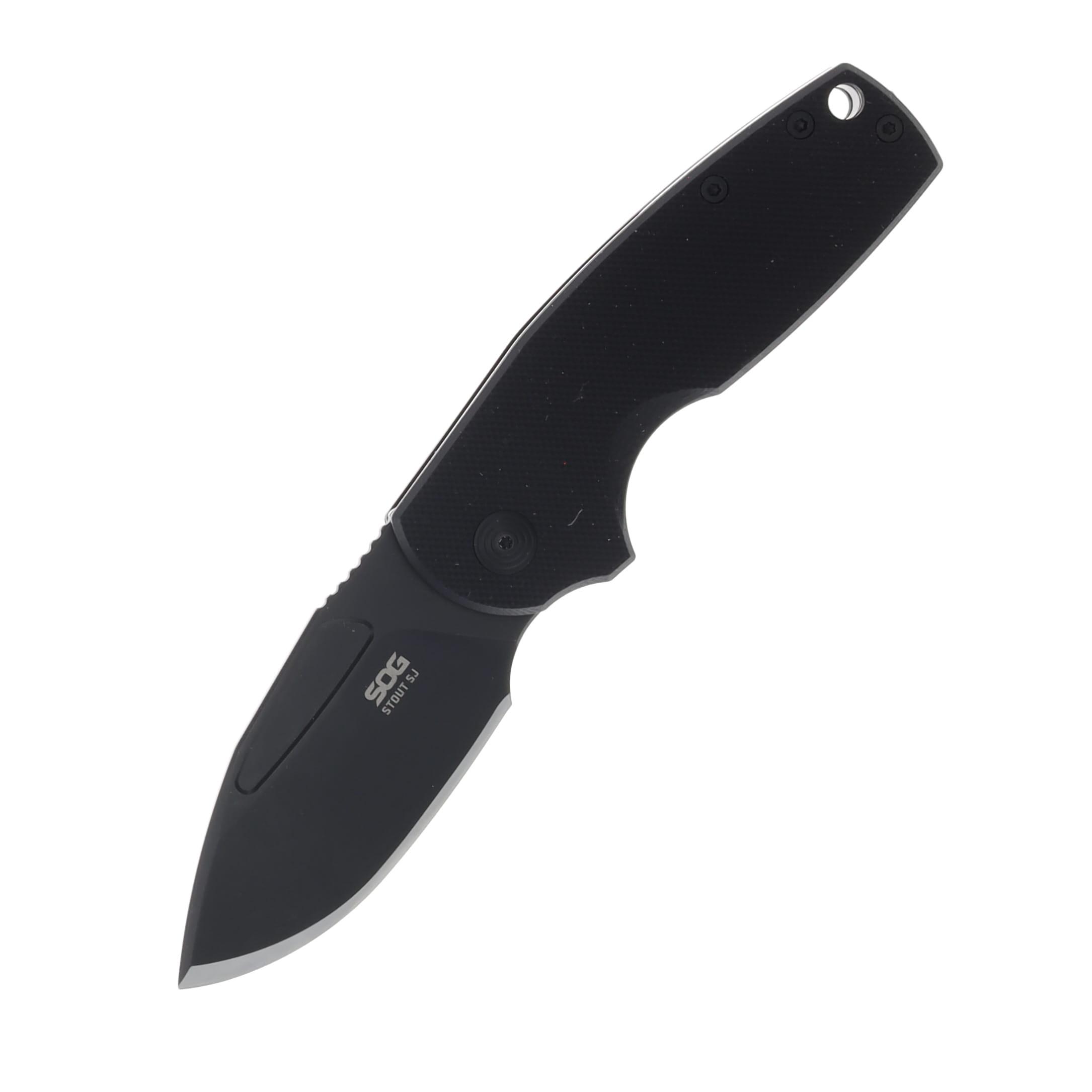 SOG Knives Stout SJ Blackout Folding Knife 2.62in Black Clip Point Blade SOG-16-03-02-57 View 1
