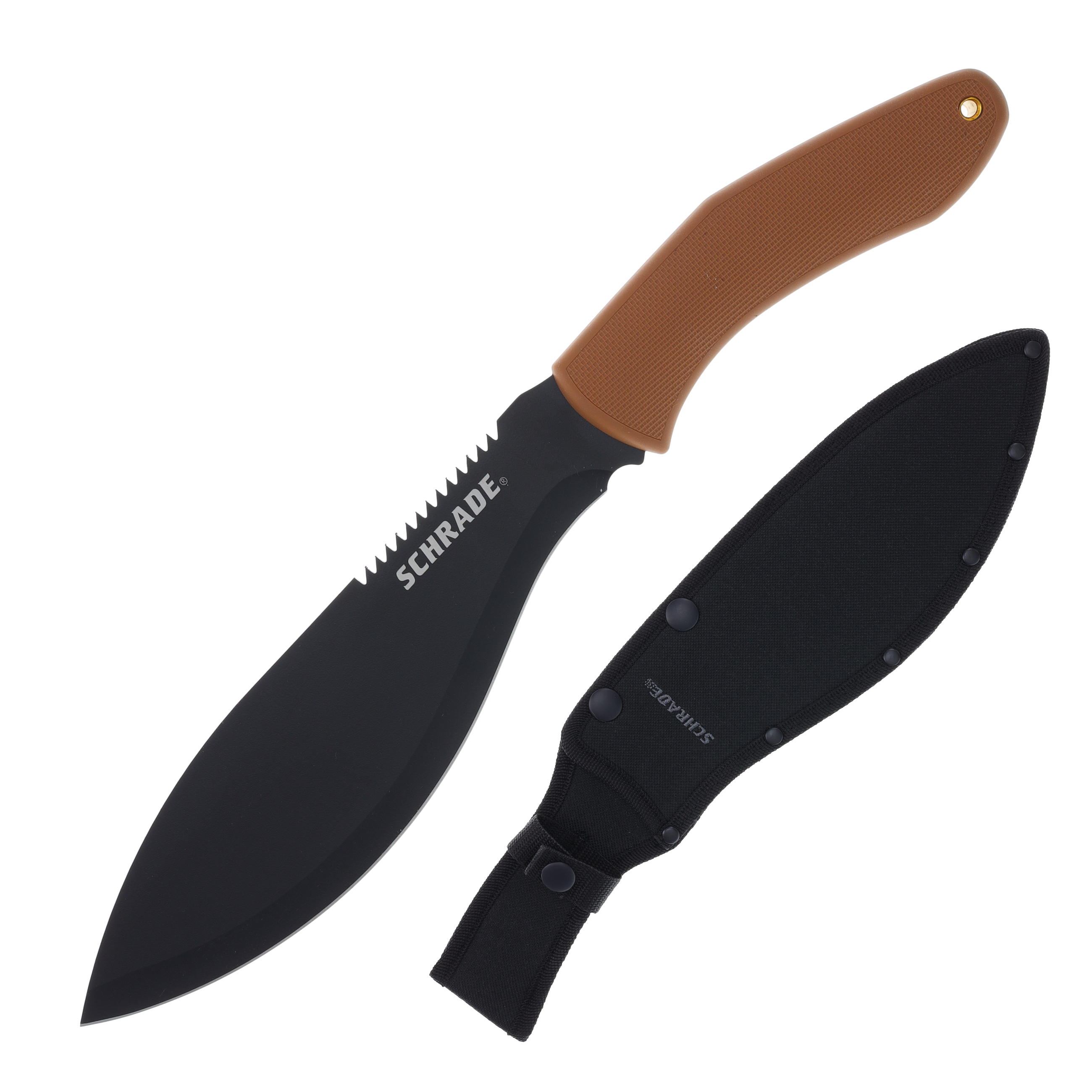 Schrade Frontier Machete Brown 10.75 Inch Plain Black Oxide Machete 1121081 View 1