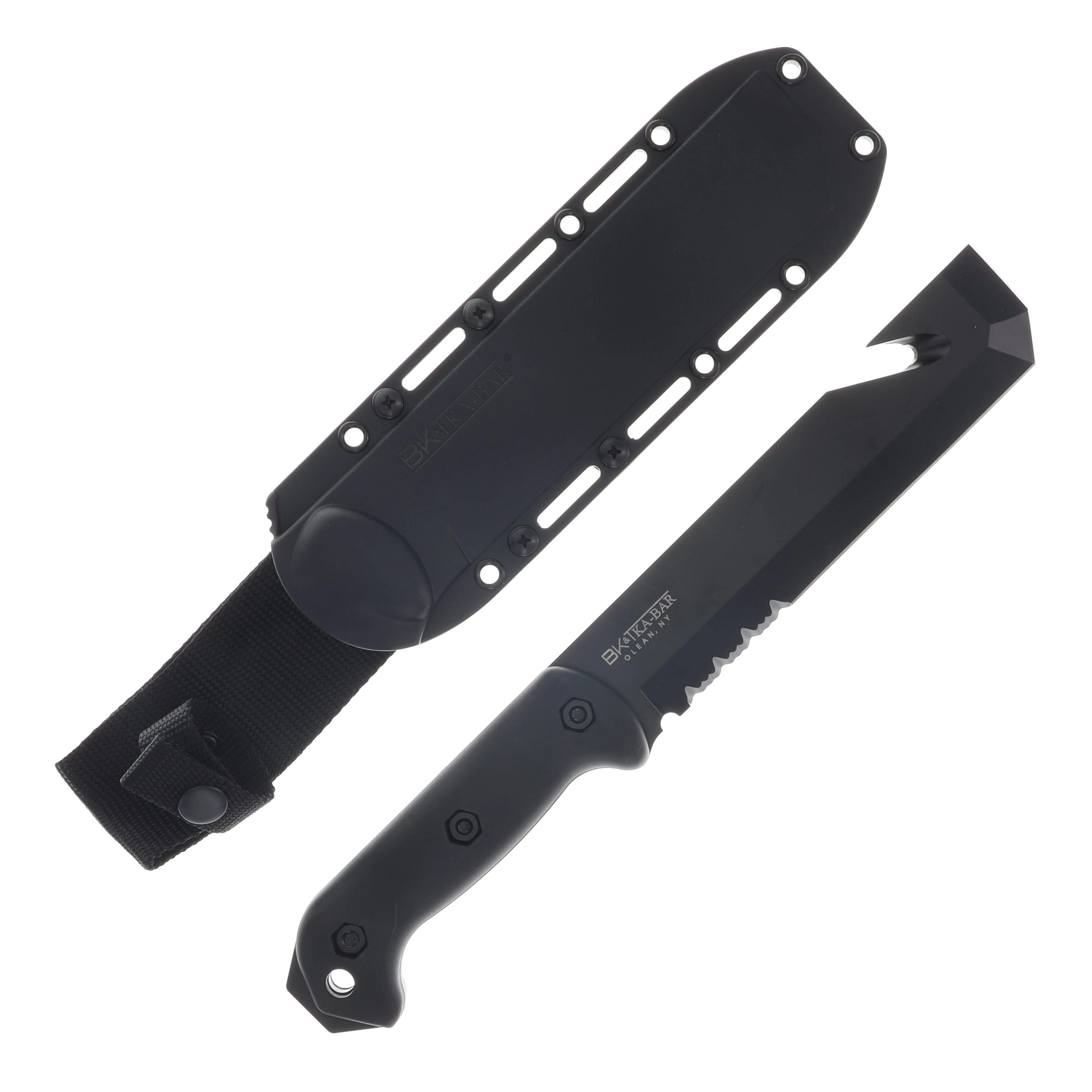 Ka-Bar Becker Tac Tool Fixed Blade Knife 7in Part Serrated Black Blade KABK3 View 1