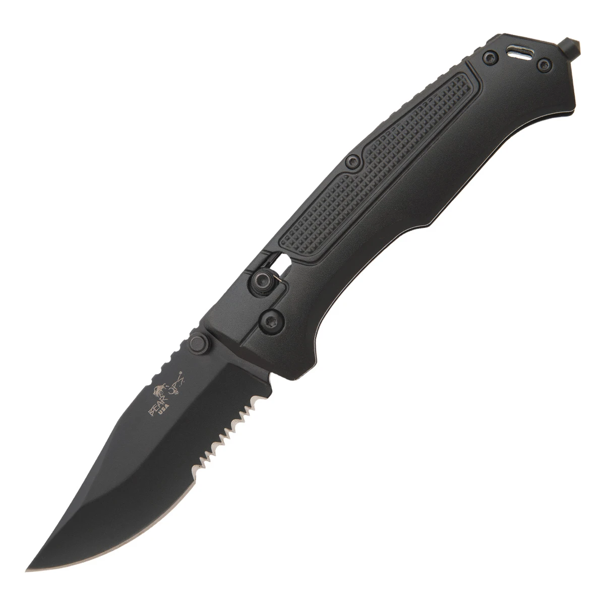 Bear & Son Bear OPS 4.5" Slide Lock Folding Knife Blackout Partially Serrated Clip Point BR-MC-550-AIBK-BSR View 1