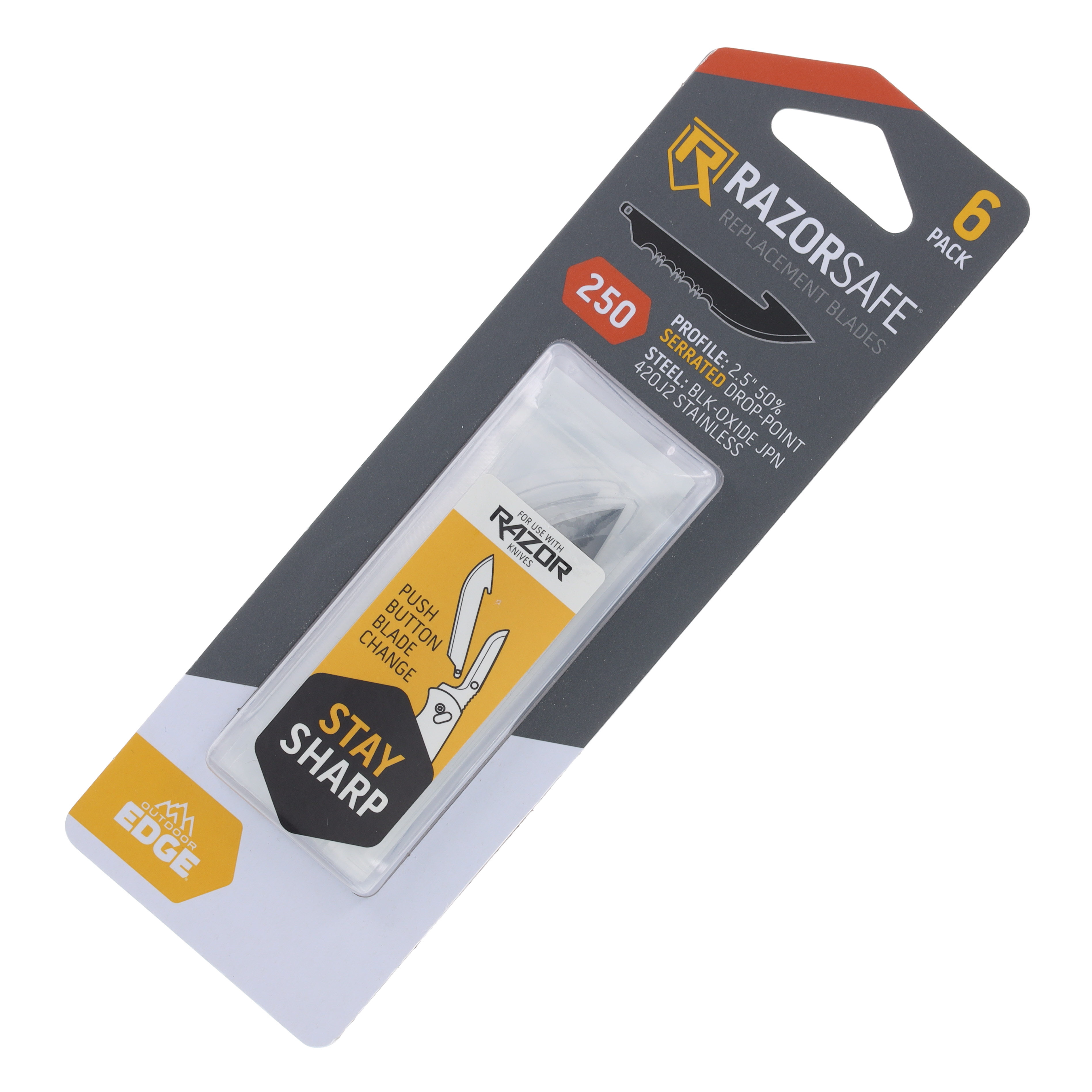 Outdoor Edge 2.5" Serrated Blade Pack (Black-6 Blades) OERRS25K-6C View 1