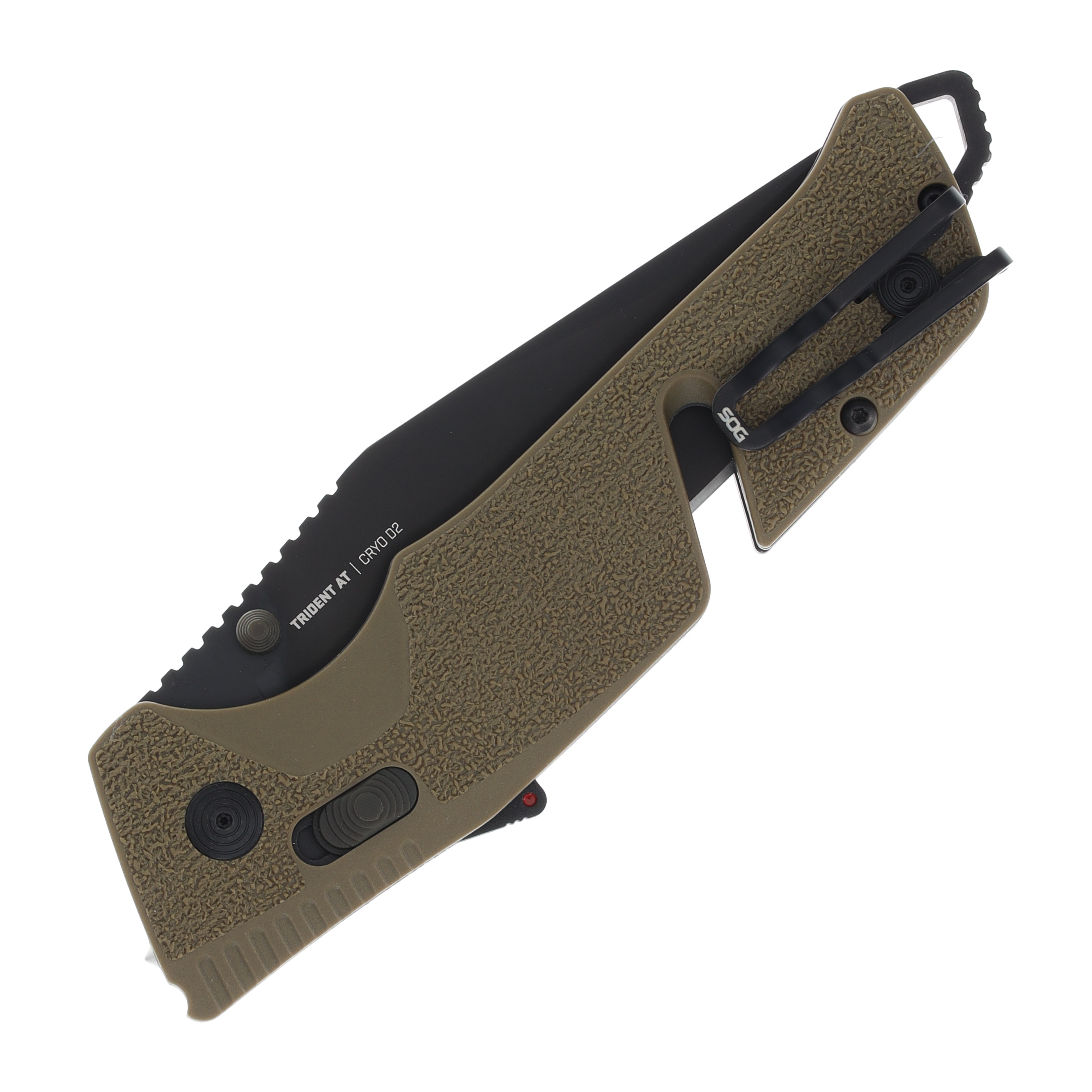 SOG Trident AT Folding Rescue Knife FDE 3.7in Plain Black Clip Point SOG11121241 View 2