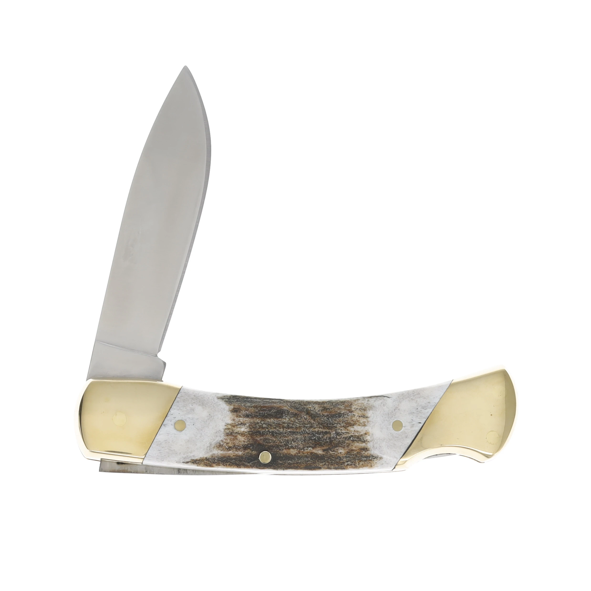 Schrade Genuine Stag Lockback 3.75in Satin Drop Point SCH9 View 4