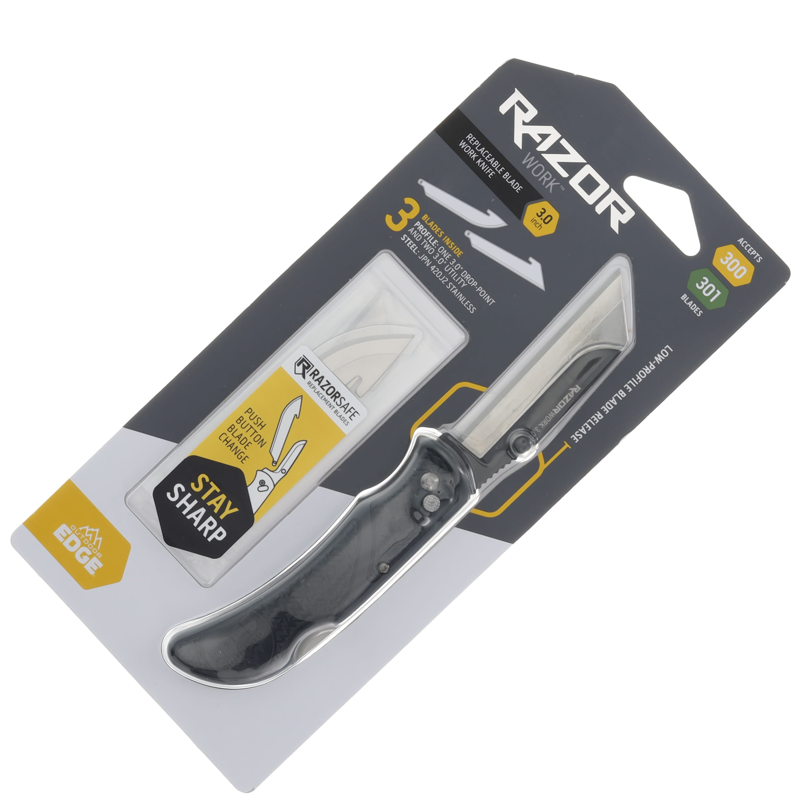 Outdoor Edge 3.0" Razor-Work 3-Blade Gray Folding Knife OERW30-60C View 7